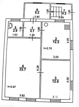 Дом 62м², 1-этажный, участок 7 сот.  