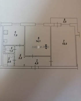 2-к квартира, на длительный срок, 53м2, 2/6 этаж