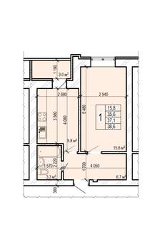 1-к квартира, вторичка, 39м2, 7/10 этаж