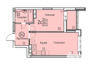 Студия квартира, вторичка, 43м2, 2/25 этаж