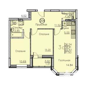 Студия квартира, вторичка, 62м2, 8/10 этаж