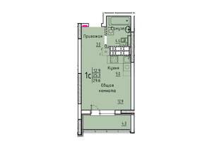 Студия квартира, вторичка, 30м2, 25/25 этаж