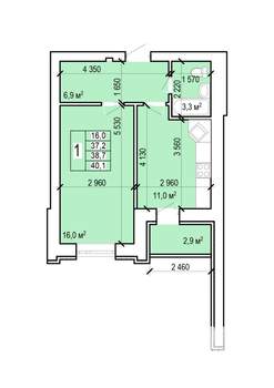1-к квартира, вторичка, 40м2, 1/10 этаж