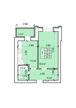 1-к квартира, вторичка, 40м2, 1/10 этаж