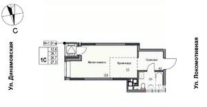 1-к квартира, строящийся дом, 27м2, 8/10 этаж