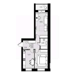 2-к квартира, строящийся дом, 64м2, 10/10 этаж
