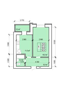 1-к квартира, вторичка, 40м2, 8/10 этаж