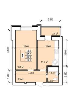 1-к квартира, вторичка, 40м2, 9/10 этаж