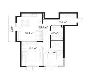 2-к квартира, вторичка, 63м2, 7/10 этаж