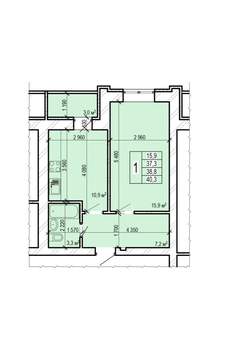 1-к квартира, вторичка, 40м2, 2/10 этаж