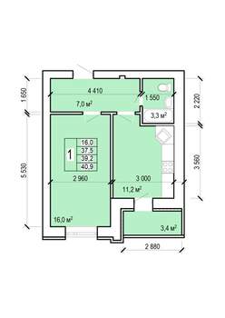 1-к квартира, строящийся дом, 41м2, 8/10 этаж