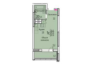 1-к квартира, строящийся дом, 30м2, 11/25 этаж