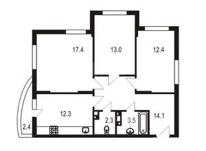 3-к квартира, вторичка, 76м2, 1/10 этаж