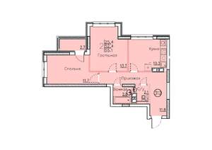 Студия квартира, вторичка, 55м2, 19/25 этаж