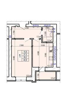 1-к квартира, вторичка, 41м2, 8/10 этаж