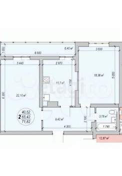 2-к квартира, вторичка, 72м2, 3/19 этаж