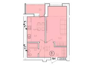 1-к квартира, вторичка, 39м2, 2/10 этаж