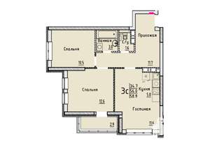 Студия квартира, вторичка, 59м2, 2/25 этаж