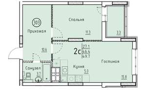 Студия квартира, вторичка, 50м2, 10/25 этаж