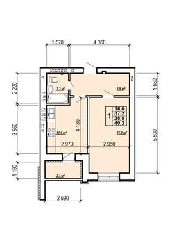 1-к квартира, вторичка, 40м2, 8/10 этаж