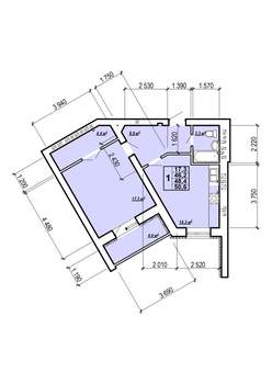 1-к квартира, вторичка, 51м2, 9/10 этаж