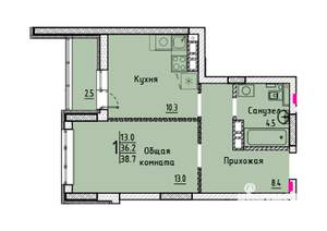 Студия квартира, вторичка, 39м2, 2/25 этаж