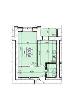 1-к квартира, вторичка, 40м2, 1/10 этаж
