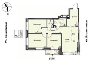4-к квартира, строящийся дом, 72м2, 3/10 этаж