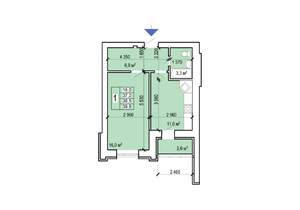 1-к квартира, вторичка, 40м2, 2/10 этаж