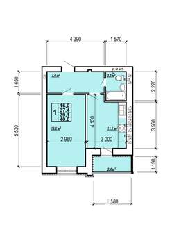 1-к квартира, вторичка, 41м2, 8/10 этаж