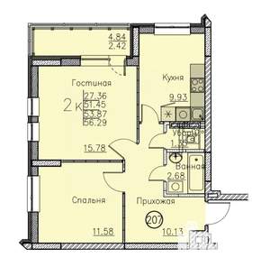 Студия квартира, вторичка, 56м2, 5/10 этаж