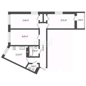 3-к квартира, вторичка, 79м2, 16/20 этаж