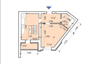 1-к квартира, вторичка, 48м2, 8/10 этаж
