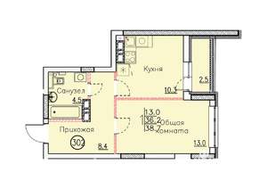 Студия квартира, вторичка, 39м2, 5/25 этаж
