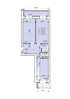 2-к квартира, вторичка, 74м2, 4/10 этаж