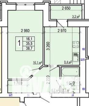 1-к квартира, вторичка, 39м2, 5/11 этаж