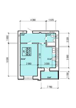1-к квартира, вторичка, 41м2, 9/10 этаж