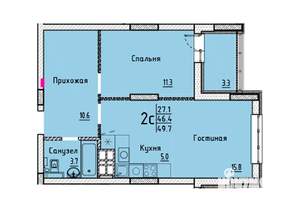 Студия квартира, вторичка, 50м2, 2/25 этаж