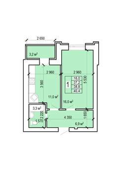 1-к квартира, вторичка, 40м2, 9/10 этаж