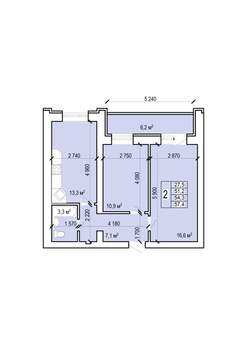 2-к квартира, вторичка, 57м2, 4/10 этаж