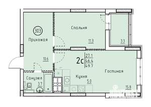 Студия квартира, вторичка, 50м2, 20/25 этаж