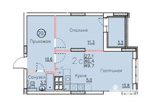 Студия квартира, вторичка, 50м2, 2/25 этаж