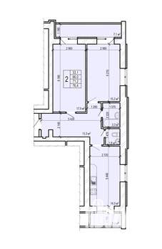 2-к квартира, вторичка, 76м2, 1/10 этаж