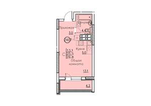 Студия квартира, вторичка, 30м2, 24/25 этаж