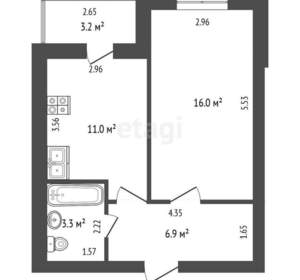1-к квартира, вторичка, 40м2, 6/10 этаж
