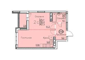 Студия квартира, вторичка, 42м2, 25/25 этаж