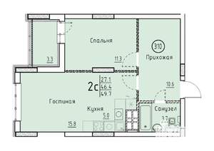 Студия квартира, вторичка, 50м2, 10/25 этаж