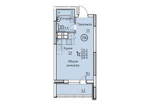 Студия квартира, вторичка, 30м2, 2/25 этаж