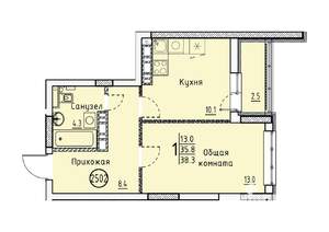 Студия квартира, вторичка, 38м2, 25/25 этаж