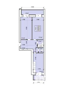 2-к квартира, вторичка, 74м2, 8/10 этаж